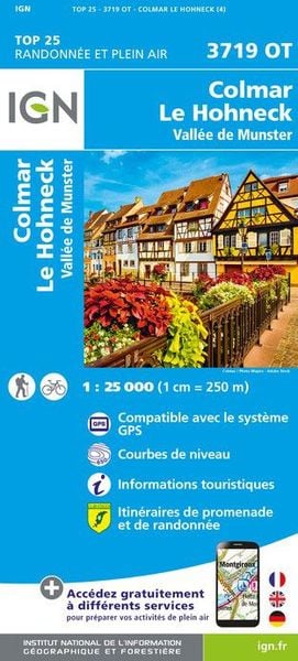 Colmar.Le Hohneck.Vallée de Munster 1:25 000, Karte von Collectif Ign, IGN Frankreich, 9782758550525