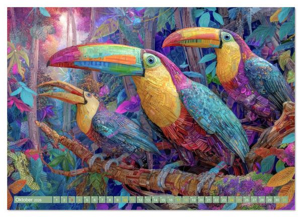 Produktbild: Tierische Dschungelkreaturen - Der Fantasie entsprungen (Wandkalender 2026 DIN A3 quer), CALVENDO Monatskalender