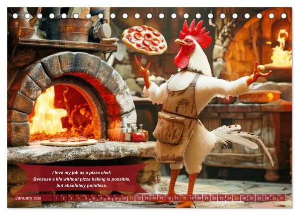 Produktbild: Funny charming animals as pizza chef (Desk Calendar 2026 DIN A5 landscape), CALVENDO 12 Month DeskCalendar