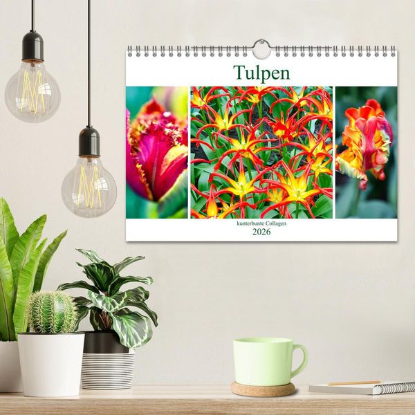 Produktbild: Tulpen - kunterbunte Collagen (Wandkalender 2026 DIN A4 quer), CALVENDO Monatskalender