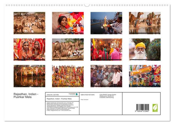 Produktbild: Rajasthan, Indien - Pushkar Mela (hochwertiger Premium Wandkalender 2026 DIN A2 quer), Kunstdruck in Hochglanz