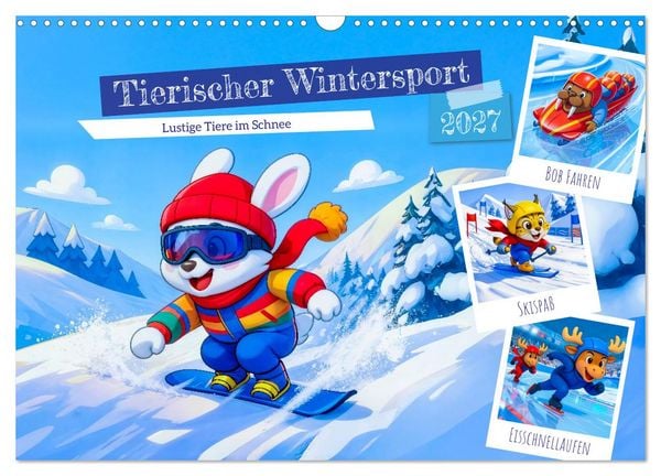 Produktbild: Tierischer Wintersport - Lustige Tiere im Schnee (Wandkalender 2027 DIN A3 quer), CALVENDO Monatskalender