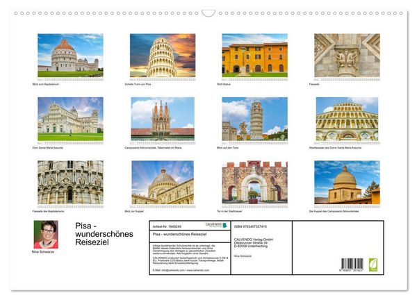 Produktbild: Pisa - wundersch&ouml;nes Reiseziel (Wandkalender 2026 DIN A2 quer), CALVENDO Monatskalender