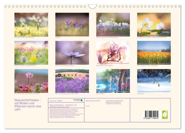 Produktbild: Natursch&ouml;nheiten - mit Bl&uuml;ten und Pflanzen durch das Jahr (Wandkalender 2026 DIN A3 quer), CALVENDO Monatskalender