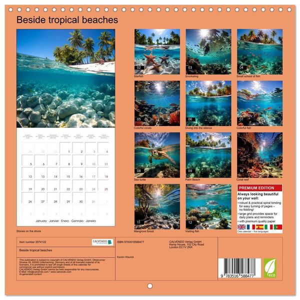 Produktbild: Beside tropical beaches (Wall Calendar 2026 12 &times; 12 Inch) CALVENDO 12 Month Wall Calendar