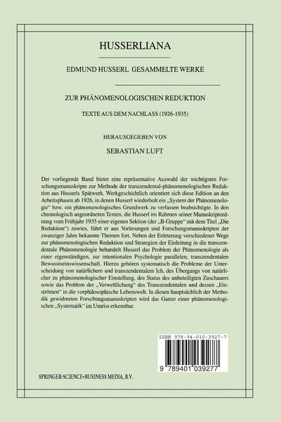 Produktbild: Zur Ph&auml;nomenologischen Reduktion