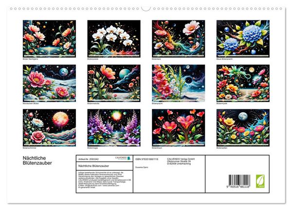 Produktbild: N&auml;chtliche Bl&uuml;tenzauber (hochwertiger Premium Wandkalender 2026 DIN A2 quer), Kunstdruck in Hochglanz