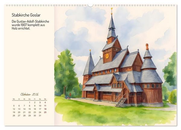 Produktbild: Deutschlands sch&ouml;nste Kirchen (hochwertiger Premium Wandkalender 2026 DIN A2 quer), Kunstdruck in Hochglanz