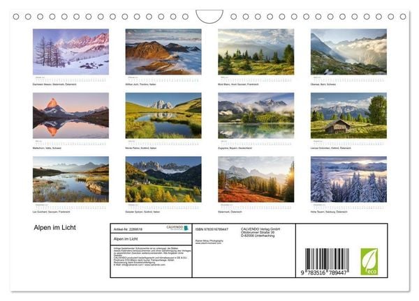 Produktbild: Alpen im Licht (Wandkalender 2027 DIN A4 quer), CALVENDO Monatskalender