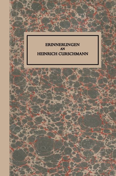 Produktbild: Erinnerungen an Heinrich Curschmann