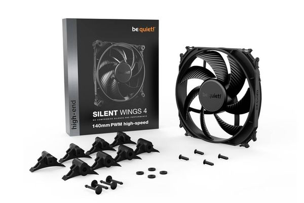 Produktbild: BeQuiet SILENT WINGS 4 PC-Geh&auml;use-L&uuml;fter Schwarz (B x H x T) 140 x 25 x 140 mm
