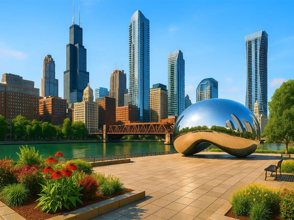 Produktbild: CALVENDO Puzzle Chicago - USA - verschiedene Sehensw&uuml;rdigkeiten kombiniert | 1000 Teile Lege-Gr&ouml;&szlig;e 64x48cm Foto-Puzzle f&uuml;r gl&uuml;ckliche Stunden
