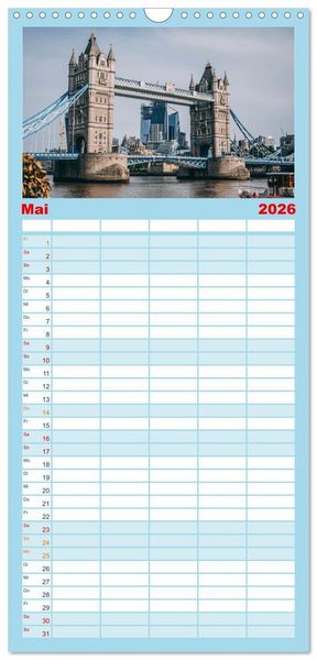 Produktbild: Familienplaner 2026 - London - Die faszinierende Hauptstadt Englands. mit 5 Spalten (Wandkalender, 21 x 45 cm) CALVENDO