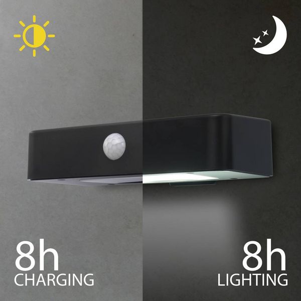 Produktbild: Sygonix SY-4677502 Solar-Au&szlig;enwandleuchte mit Bewegungsmelder SMD LED 1W Schwarz