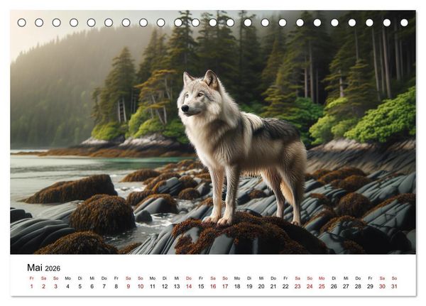 Produktbild: Kanadische K&uuml;stenw&ouml;lfe (Tischkalender 2026 DIN A5 quer), CALVENDO Monatskalender