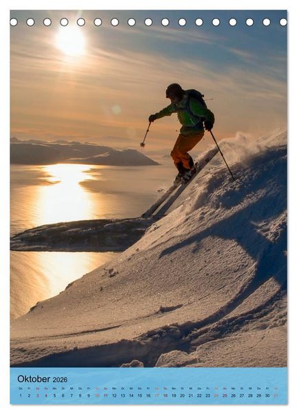 Produktbild: Endlich wieder Skifahren (Tischkalender 2026 DIN A5 hoch), CALVENDO Monatskalender