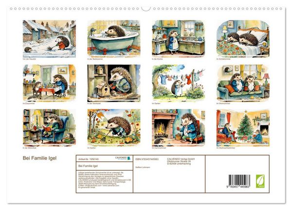 Produktbild: Bei Familie Igel (hochwertiger Premium Wandkalender 2026 DIN A2 quer), Kunstdruck in Hochglanz