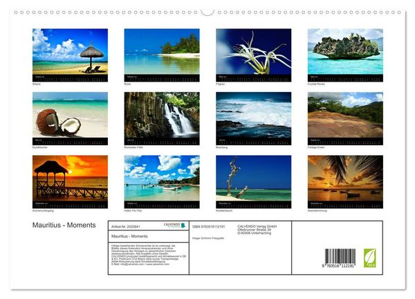 Produktbild: Mauritius - Moments (hochwertiger Premium Wandkalender 2026 DIN A2 quer), Kunstdruck in Hochglanz