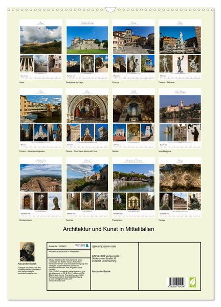 Produktbild: Architektur und Kunst in Mittelitalien (Wandkalender 2026 DIN A2 hoch), CALVENDO Monatskalender