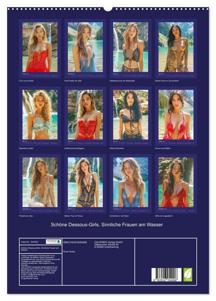 Produktbild: Sch&ouml;ne Dessous-Girls. Sinnliche Frauen am Wasser (hochwertiger Premium Wandkalender 2026 DIN A2 hoch), Kunstdruck in Hochglanz