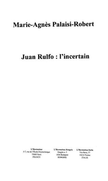 Produktbild: Juan rulfo l'incertain