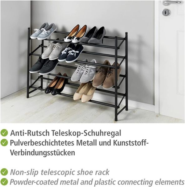 Produktbild: Anti-Rutsch-Schuhregal Mod. Hero ausziehbar, aus pulverbeschichtetem Metall