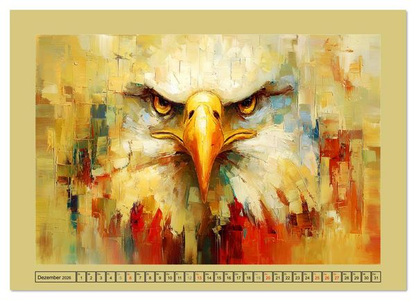 Produktbild: Majest&auml;ten der L&uuml;fte. Raubv&ouml;gel zwischen Himmel und Kunst (hochwertiger Premium Wandkalender 2026 DIN A2 quer), Kunstdruck in Hochglanz