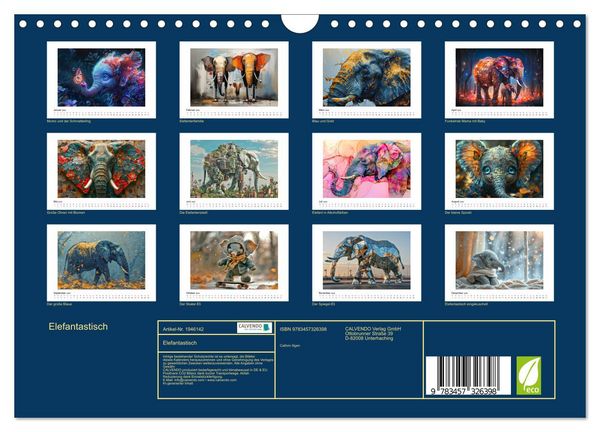 Produktbild: Elefantastisch (Wandkalender 2026 DIN A4 quer), CALVENDO Monatskalender