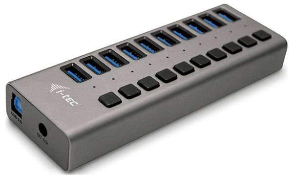 Produktbild: i-tec U3CHARGEHUB10 USB-Hub 10 Port USB-A USB 3.0 5 GBit/s Grau I-TEC USB 3.0 Charging HUB 10 Port