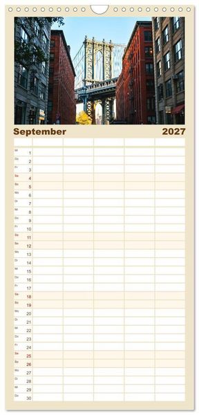Produktbild: Familienplaner 2027 - Wundervolles New York mit 5 Spalten (Wandkalender, 21 x 45 cm) CALVENDO