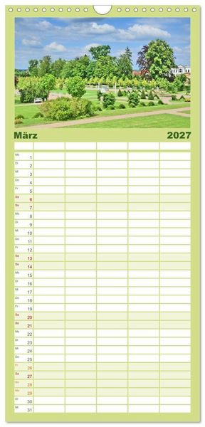 Produktbild: Familienplaner 2027 - Schlossgarten Neustrelitz mit 5 Spalten (Wandkalender, 21 x 45 cm) CALVENDO