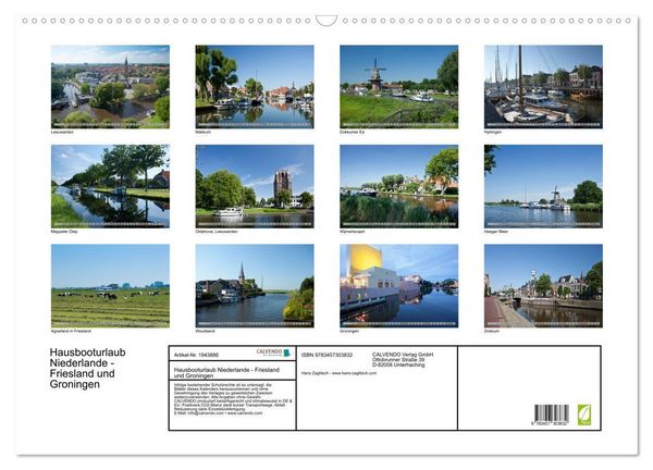 Produktbild: Hausbooturlaub Niederlande - Friesland und Groningen (Wandkalender 2026 DIN A2 quer), CALVENDO Monatskalender