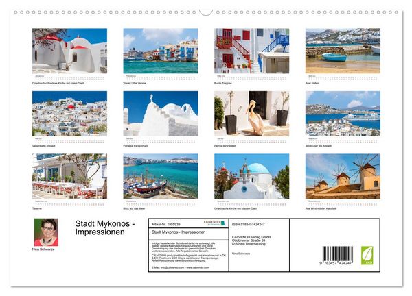 Produktbild: Stadt Mykonos - Impressionen (hochwertiger Premium Wandkalender 2026 DIN A2 quer), Kunstdruck in Hochglanz