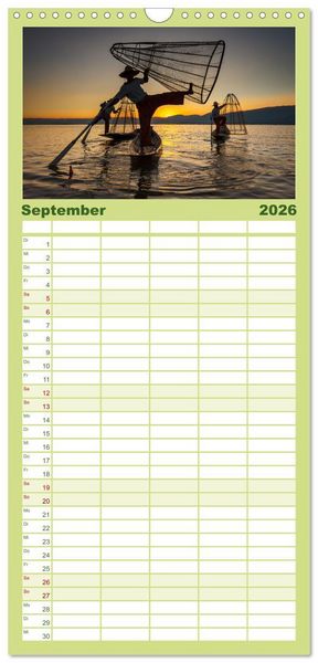 Produktbild: Familienplaner 2026 - Wunderbares Myanmar mit 5 Spalten (Wandkalender, 21 x 45 cm) CALVENDO