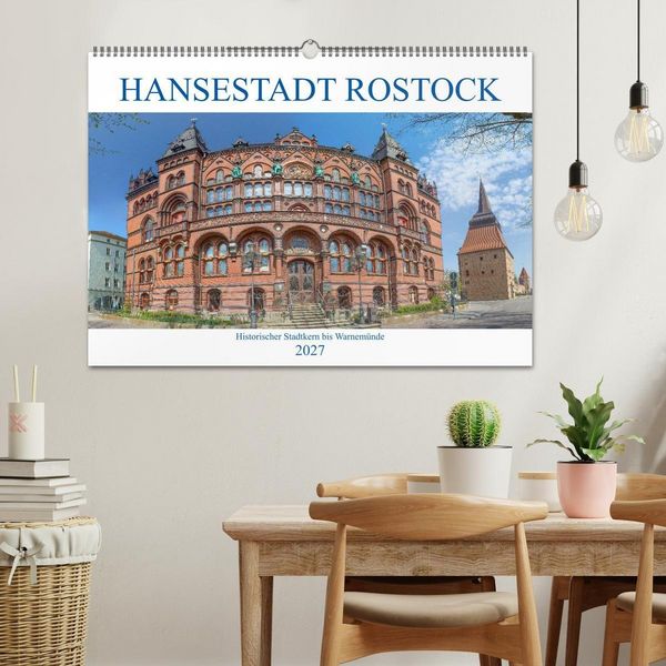 Produktbild: Hansestadt Rostock Historischer Stadtkern bis Warnem&uuml;nde (Wandkalender 2027 DIN A2 quer), CALVENDO Monatskalender