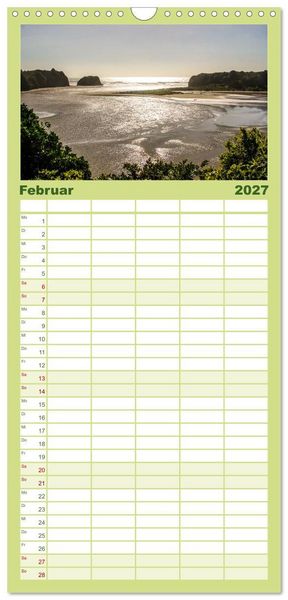 Produktbild: Familienplaner 2027 - Faszination Neuseeland mit 5 Spalten (Wandkalender, 21 x 45 cm) CALVENDO