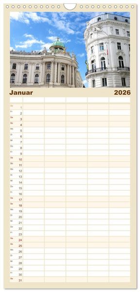 Produktbild: Familienplaner 2026 - Bezauberndes Wien mit 5 Spalten (Wandkalender, 21 x 45 cm) CALVENDO