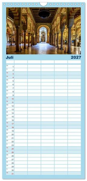 Produktbild: Familienplaner 2027 - Pen&iacute;nsula Ib&eacute;rica mit 5 Spalten (Wandkalender, 21 x 45 cm) CALVENDO