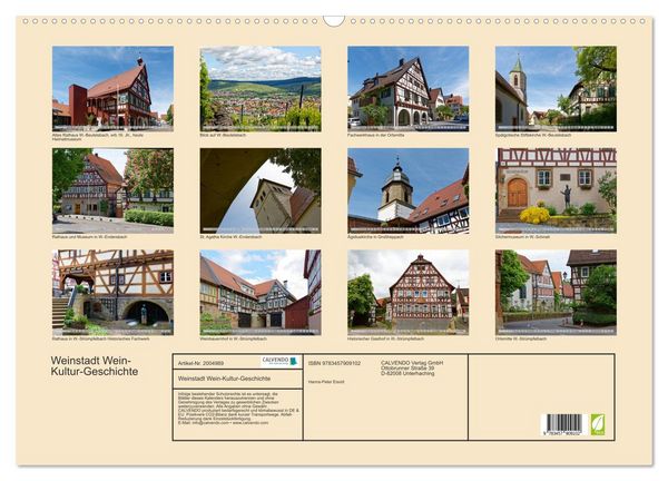 Produktbild: Weinstadt Wein-Kultur-Geschichte (Wandkalender 2026 DIN A2 quer), CALVENDO Monatskalender