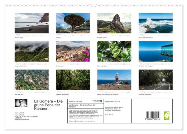 Produktbild: La Gomera &ndash; Die gr&uuml;ne Perle der Kanaren. (hochwertiger Premium Wandkalender 2026 DIN A2 quer), Kunstdruck in Hochglanz