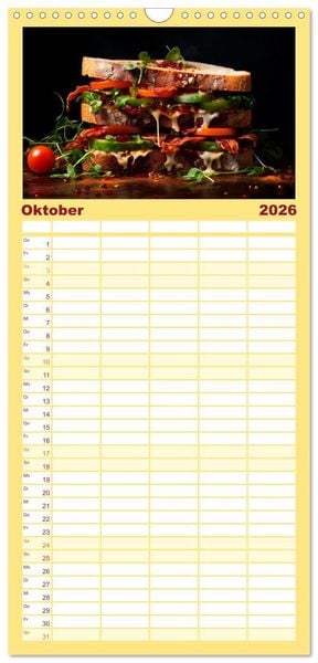 Produktbild: Familienplaner 2026 - Fastfood &Auml;sthetik mit 5 Spalten (Wandkalender, 21 x 45 cm) CALVENDO
