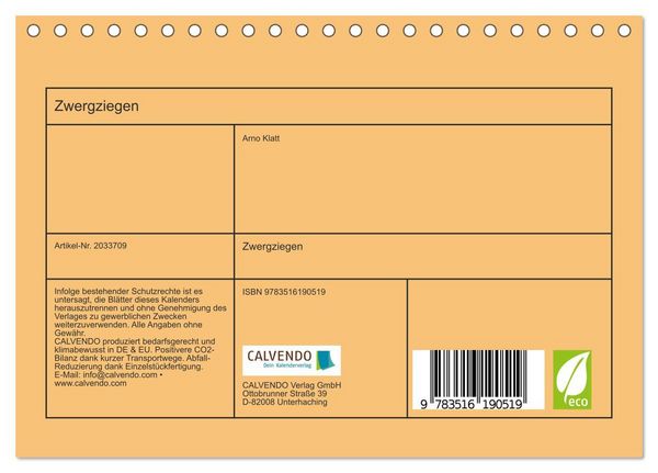 Produktbild: Zwergziegen (Tischkalender 2026 DIN A5 quer), CALVENDO Monatskalender