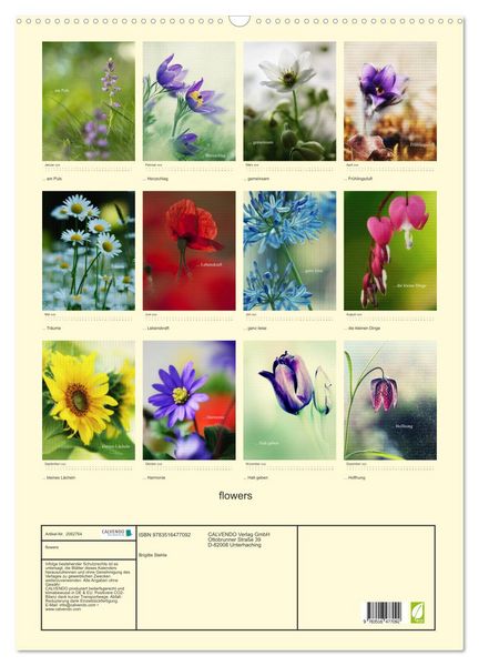 Produktbild: flowers (Wandkalender 2026 DIN A2 hoch), CALVENDO Monatskalender
