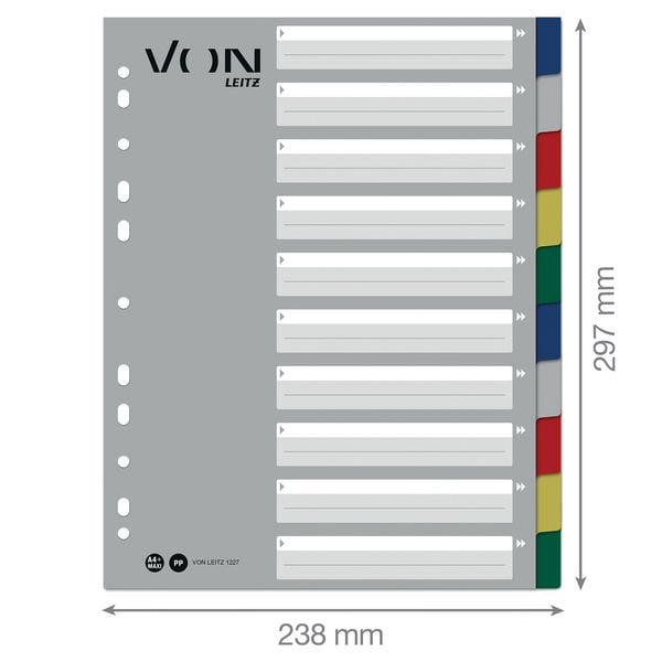 Produktbild: VON Plastik-Register Multicolor A4 Maxi 1-10