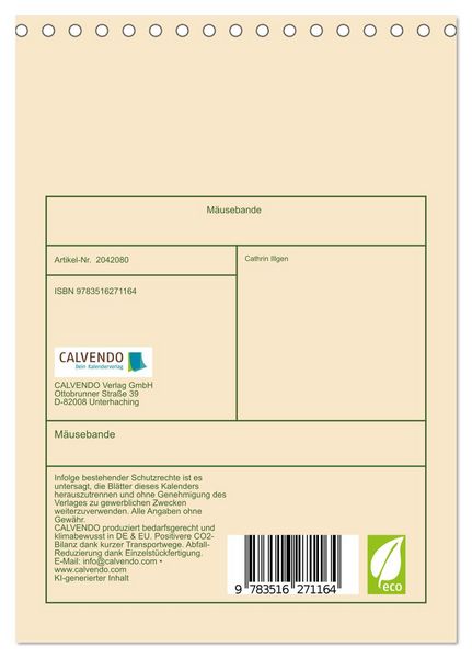 Produktbild: M&auml;usebande (Tischkalender 2026 DIN A5 hoch), CALVENDO Monatskalender