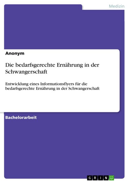 Produktbild: Die bedarfsgerechte Ern&auml;hrung in der Schwangerschaft
