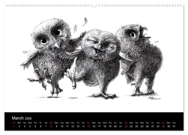 Produktbild: owls & friends 2026 (High Quality Premium Wall Calendar 2026 DIN A2 landscape),CALVENDO 12 Month Wall Calendar