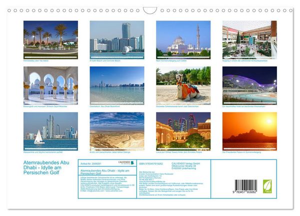 Produktbild: Atemraubendes Abu Dhabi - Idylle am Persischen Golf (Wandkalender 2026 DIN A3 quer), CALVENDO Monatskalender