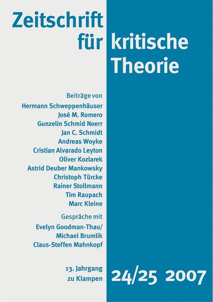 Produktbild: Zeitschrift f&uuml;r kritische Theorie / Zeitschrift f&uuml;r kritische Theorie, Heft 24/25 (2007)