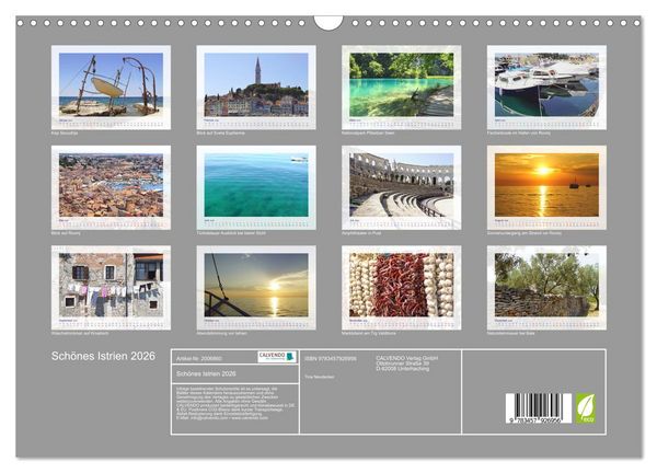Produktbild: Sch&ouml;nes Istrien 2026 (Wandkalender 2026 DIN A3 quer), CALVENDO Monatskalender